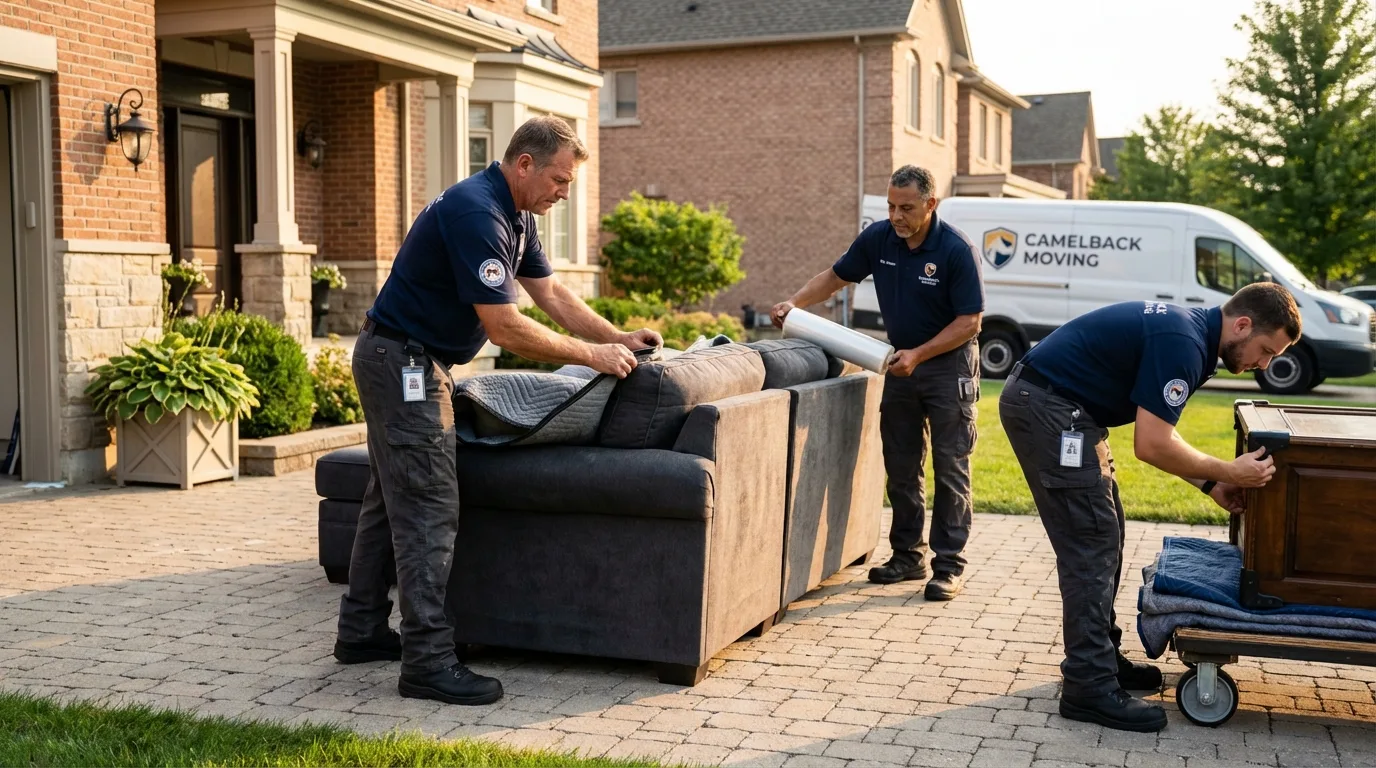 Large estate moving crew wrapping furniture in Jacksonville, AL